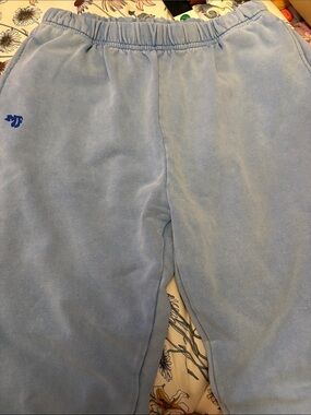 Light Blue Fleece Track Pants with Elastic Waist